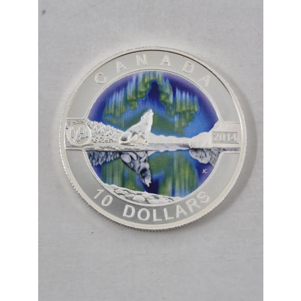 1/2 Oz .9999 Silver 2014 Wolf $10 Coin 