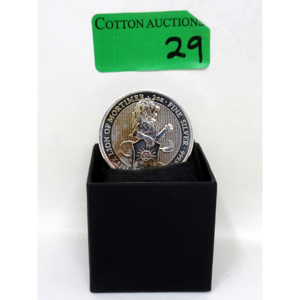 2 Oz .9999 Silver White Lion of Mortimer Coin