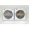 Image 2 : Two 1966 Canadian 80% Silver Dollar Coins