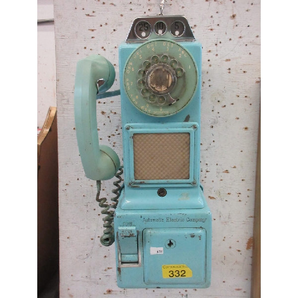Vintage 3-Slot Coin Operated Pay Phone