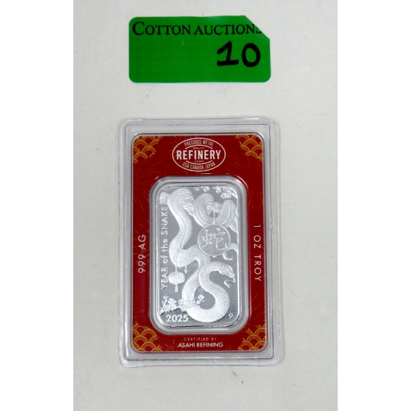1 Oz .999 Silver Asahi Refining Lunar Series Bar 