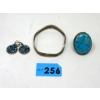Image 1 : .925 Silver Bracelet, Earrings & Large Blue Stone Ring