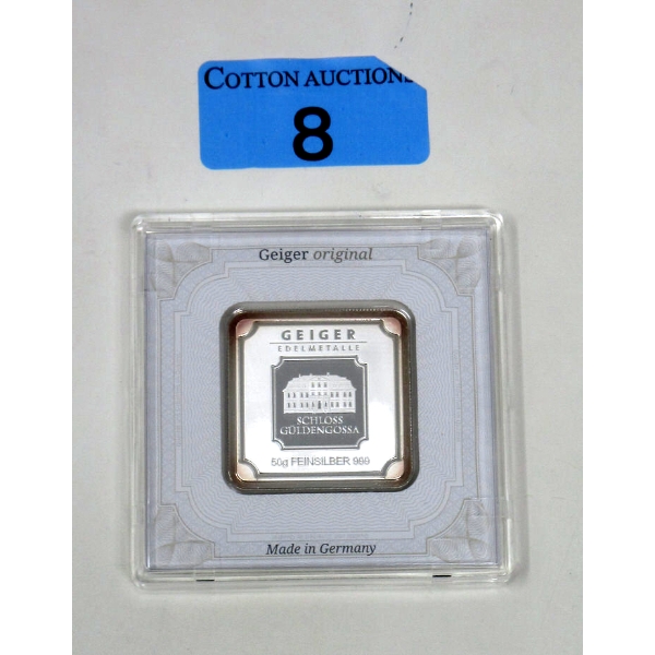 50 Gram .999 Silver Geiger Edelmetalle Bar 