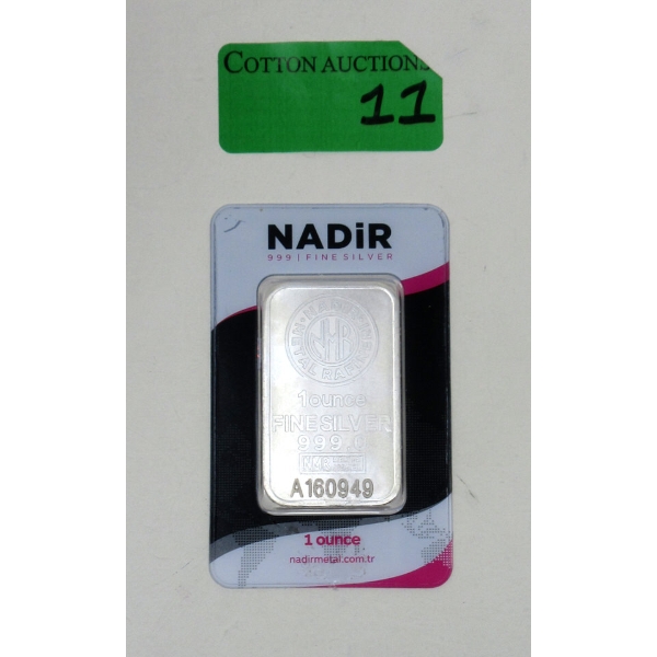 1 Oz .999 Silver Nadir Metal Refinery Bar 