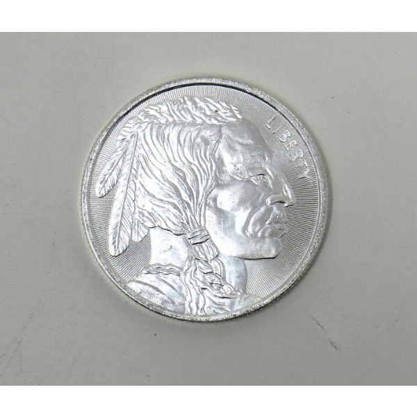 1 Oz .999 Silver Indigenous/Buffalo Round 