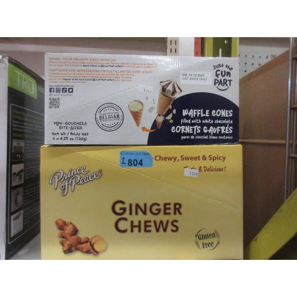 1 Box Ginger Chews & 1 Box Choc Waffle Cones