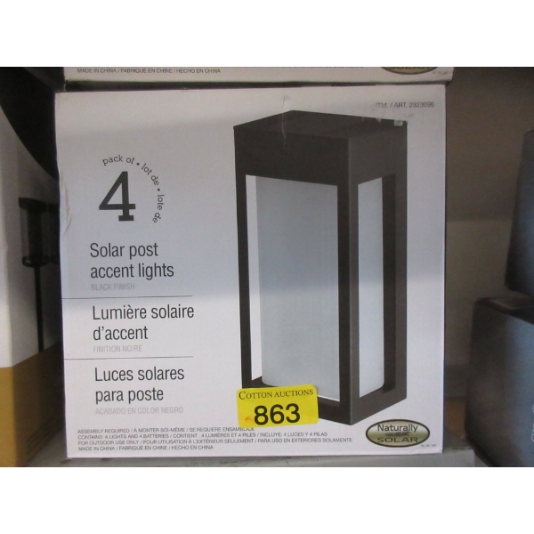Set of 4 Solar Post Accent Lights - Black Finish