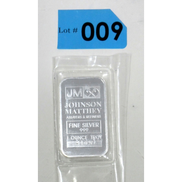1 Oz .999 Silver Johnson Matthey Bar 