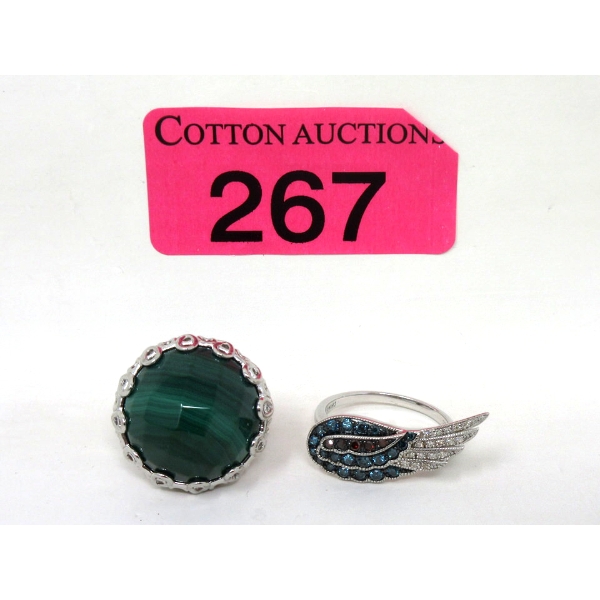 Two .925 Silver Crystal Gemstone Dinner Rings