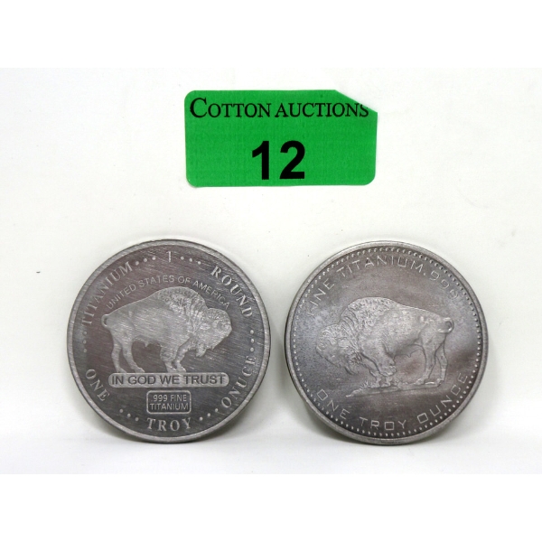 2 x 1 Oz .999 Fine Titanium Buffalo Rounds