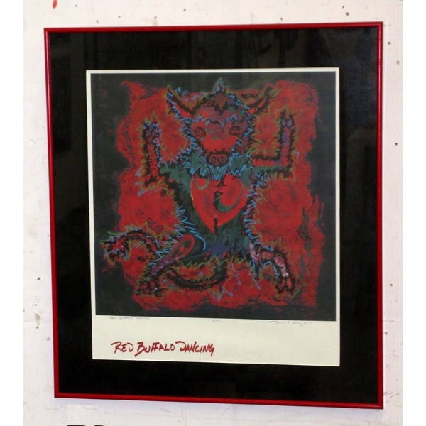 Limited Edition Lithograph- "Red Buffalo Dancing"