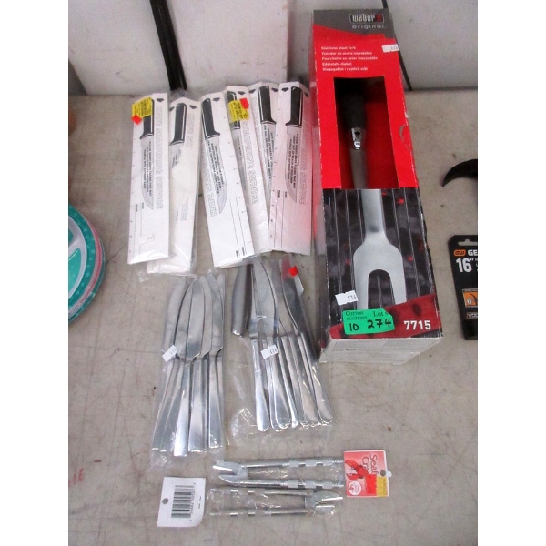10 Piece Lot of New Knives & BBQ Forks