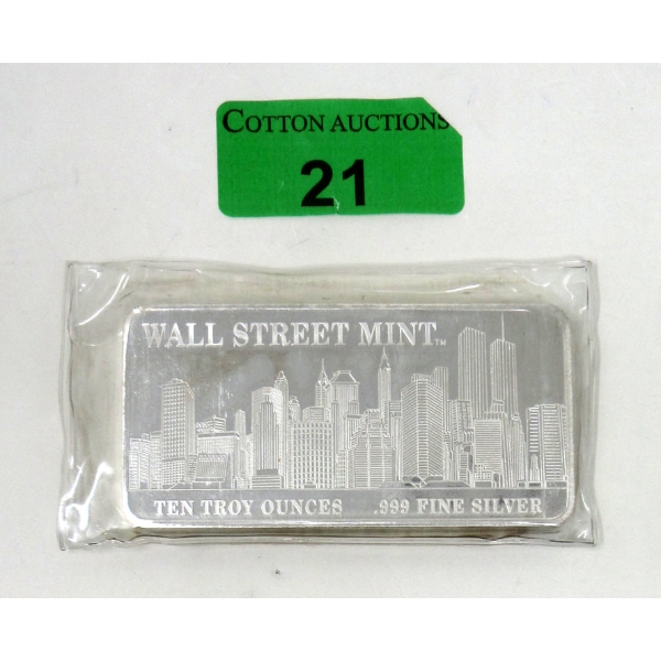 10 Oz .999 Silver Wall Street Mint Twin Tower Bar 