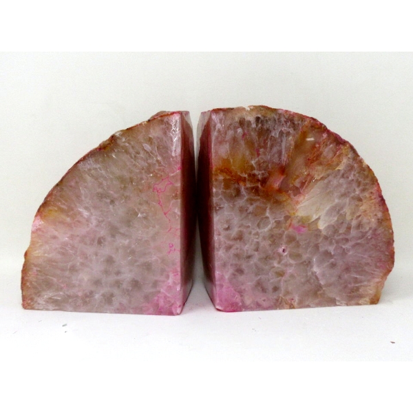 Pink Polished Brazilian Crystal Agate Bookend Set