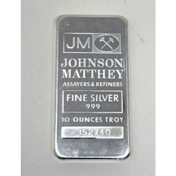 10 Oz Johnson Matthey .999 Silver Bar  