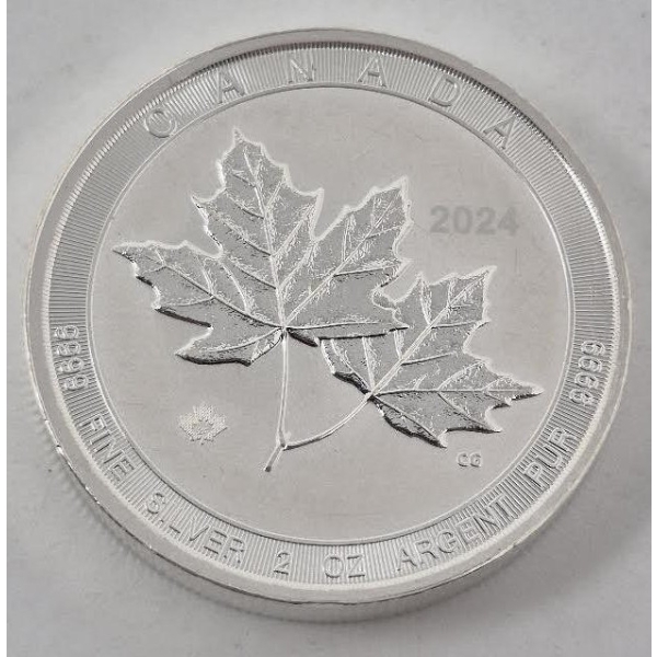 2 Oz .9999 Silver 2024 Canada Maple Leaves Coin
