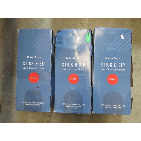 3 Boxes of Stick & Sip Lawn Beverage Holders