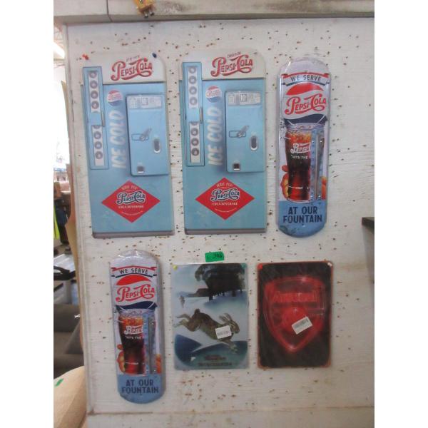 6 New Metal Pepsi-Cola & Other Wall Signs