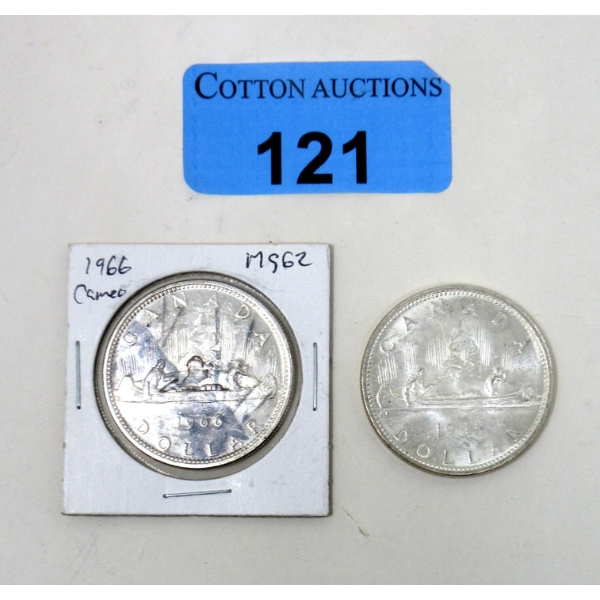 One 1965 & One 1966 Canada 80% Silver Dollar Coin