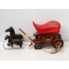 Image 1 : Vintage Wood Chuckwagon Lamp with Burro and Horse