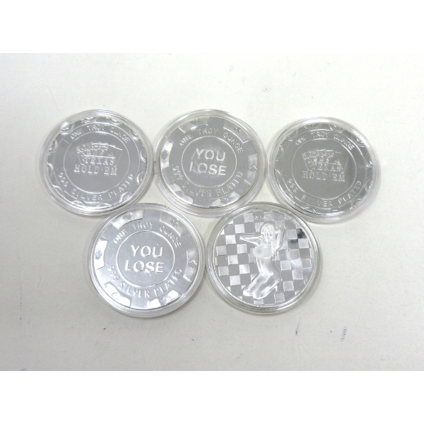 5 x Silver Clad NUDE Girl Art Rounds