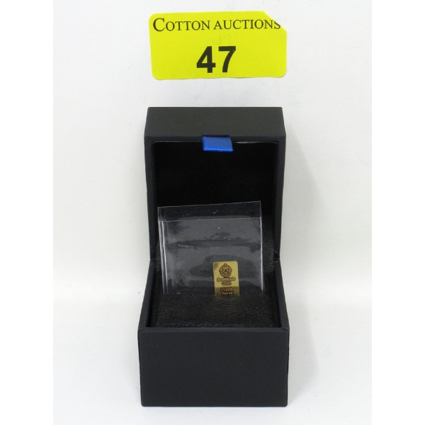 1/100 Oz .9999 Fine Gold Scottsdale Lion Bar 