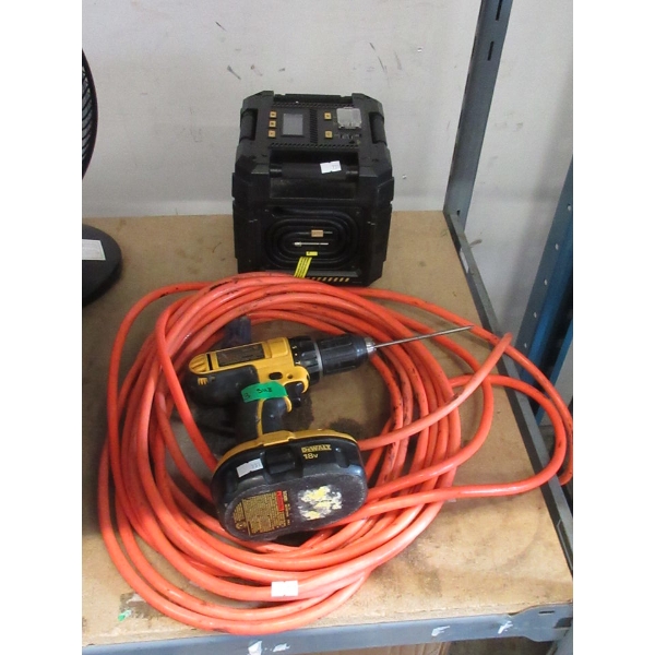 CAT Power Box, DeWalt Drill & 50' Extension Cord