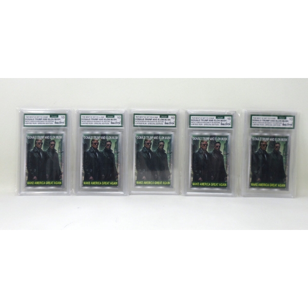 5 Graded Donald Trump & Elon Musk Trading Cards 