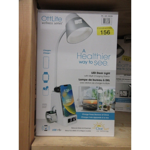 White OttLite LED Desk Lamp with Multi-Charging Station