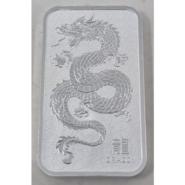 1 Oz .9999 Silver Year Of The Dragon Bar 