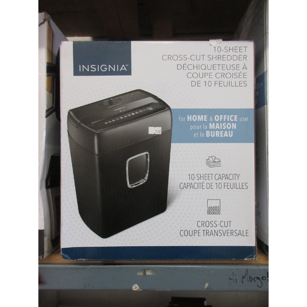 Insignia 10-Sheet Cross -Cut Paper Shredder