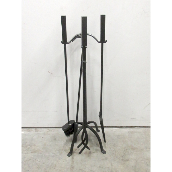 4 Piece Fireplace Tool Set on Stand - No Box
