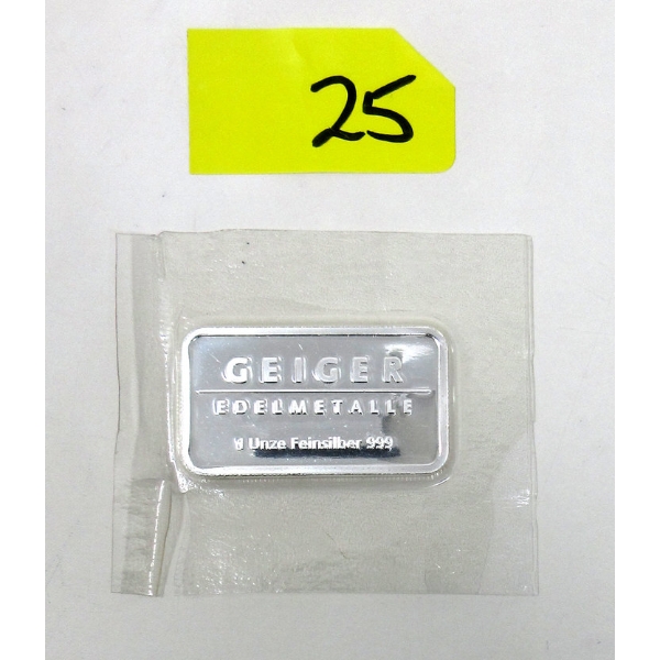 1 Oz .999 Silver GEIGER Bar 