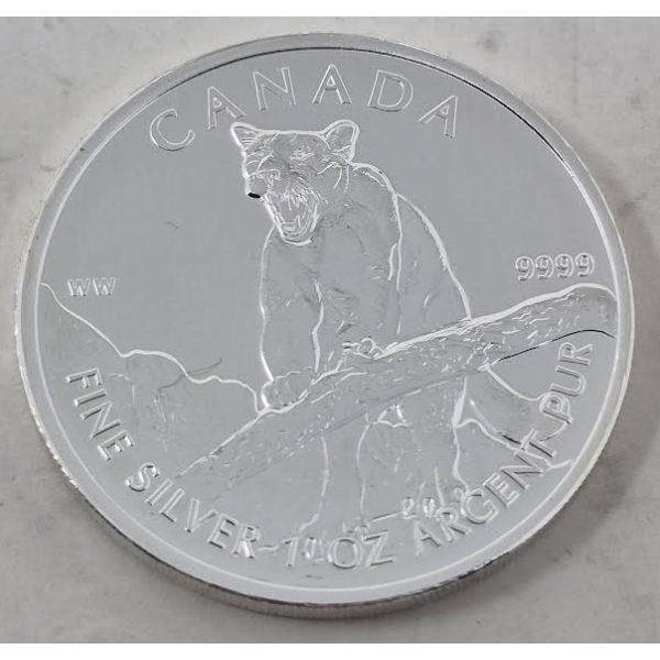 1 Oz .9999 Silver 2012 Canada Cougar Coin 