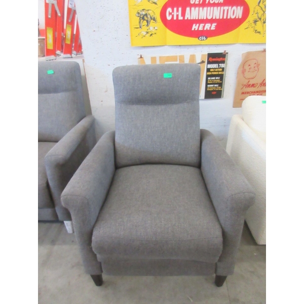 Grey Fabric Upholstered Push Back Recliner