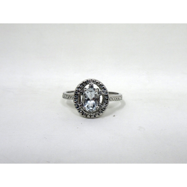 Blue Topaz & Diamond Sterling Silver Cocktail Ring
