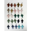 Image 1 : 25 New Polished Gemstone Cross Pendants