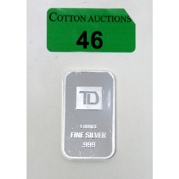 1 Oz .999 Silver TD Bank Investor Bar 