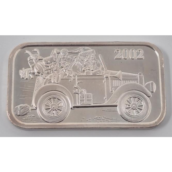 1 Oz .999 Silver 2002 Christmas/Bell Art Bar 
