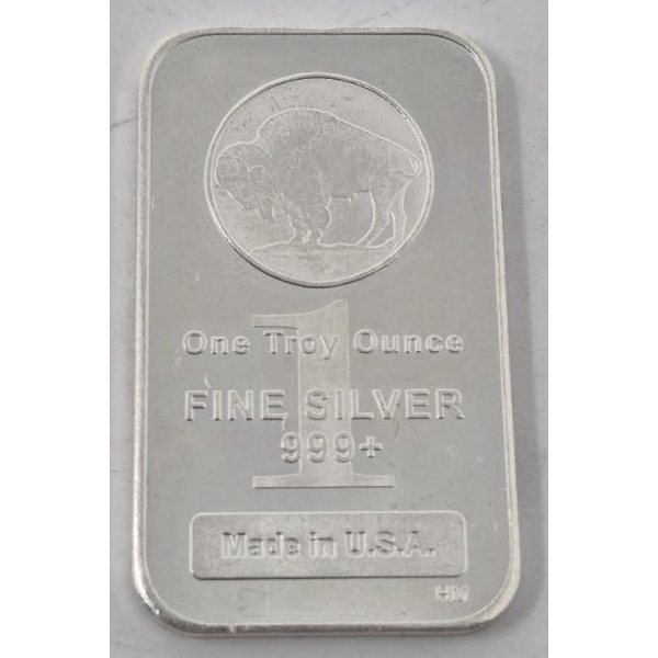 1 Oz .999+ Silver USA Buffalo Bar 