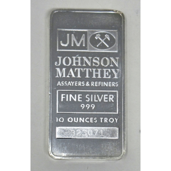 10 Oz Johnson Matthey .999 Silver Bar 