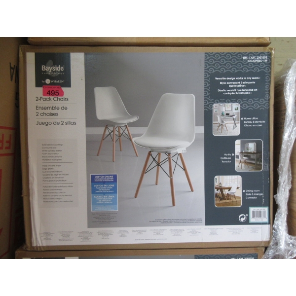 2-Pack of White Chairs with Bonded Leather Seats