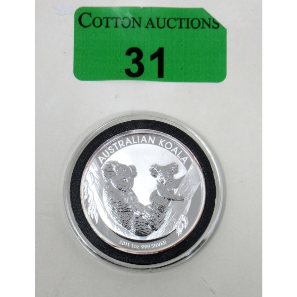 1 Oz .999 Silver 2011 Australian Koala Coin 