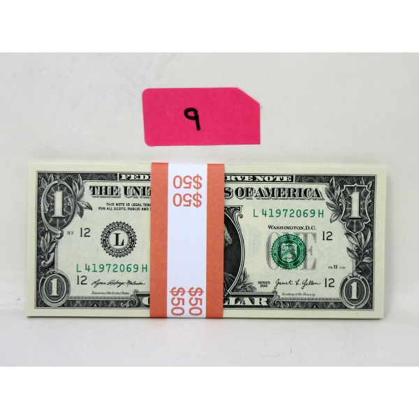 50 x $1 USD Uncirculated Sequential Numbered Bundle 