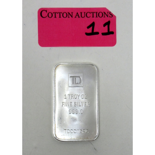 1 Oz .999 Silver TD Bank Investor Bar 