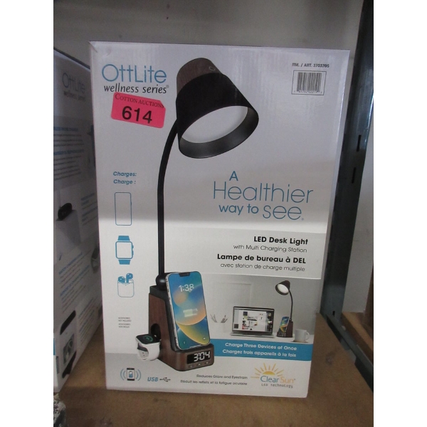 OttLite LED Desk Lamp with Multi-charging Station