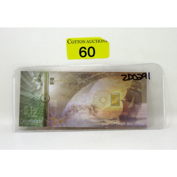 1/10 Gram .9999 Fine Gold Nadir Mint Bar 