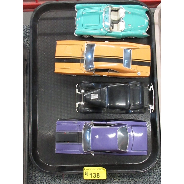 4 Assorted Diecast Car Models - 1:24 Scale
