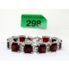Image 1 : .925 Sterling Silver Garnet Crystal Bracelet