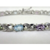 Image 2 : 6.5 CTW Multi-Gemstone & Diamond Tennis Bracelet 